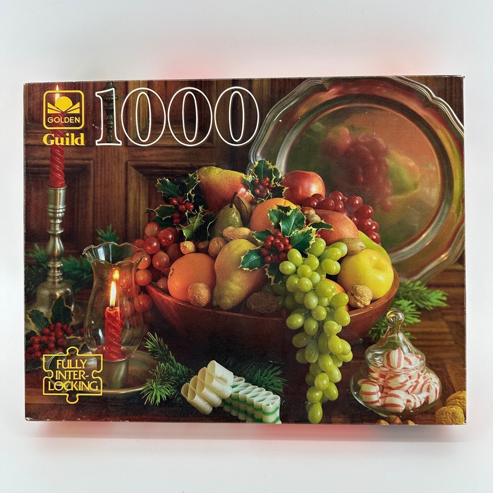 Vintage Golden Guild 1000 Piece Jigsaw Puzzle Festive Still Life Fruit Bowl 1980